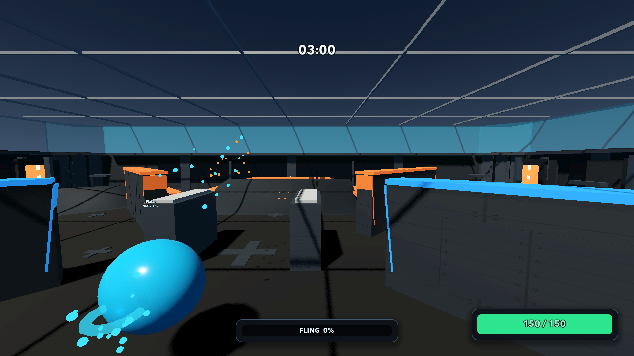 Fresh current-build gameplay capture with the player aiming through the updated industrial arena